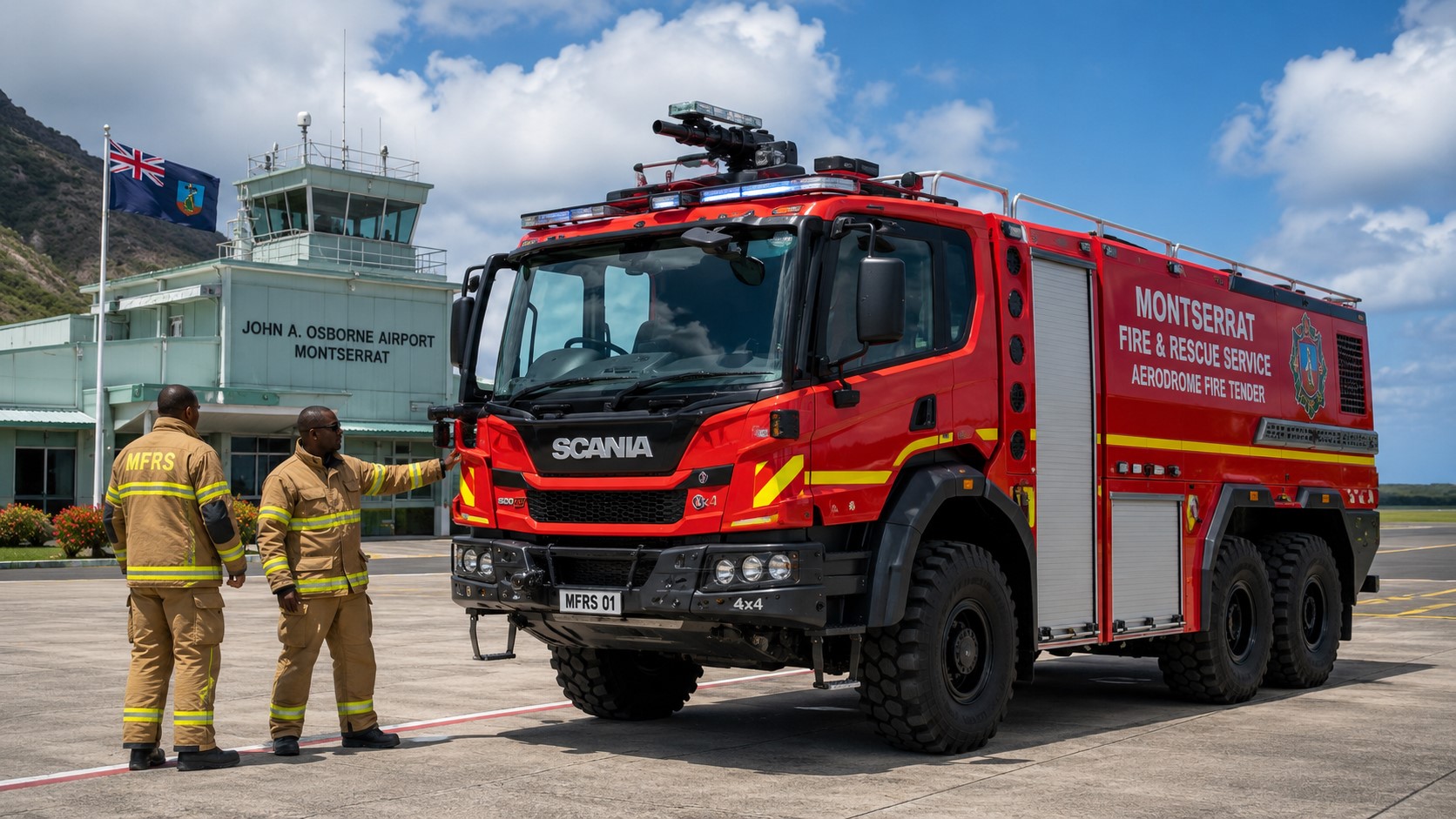 BREAKING: Montserrat Fire Service Receives New 4×4 Aerodrome Fire Tender