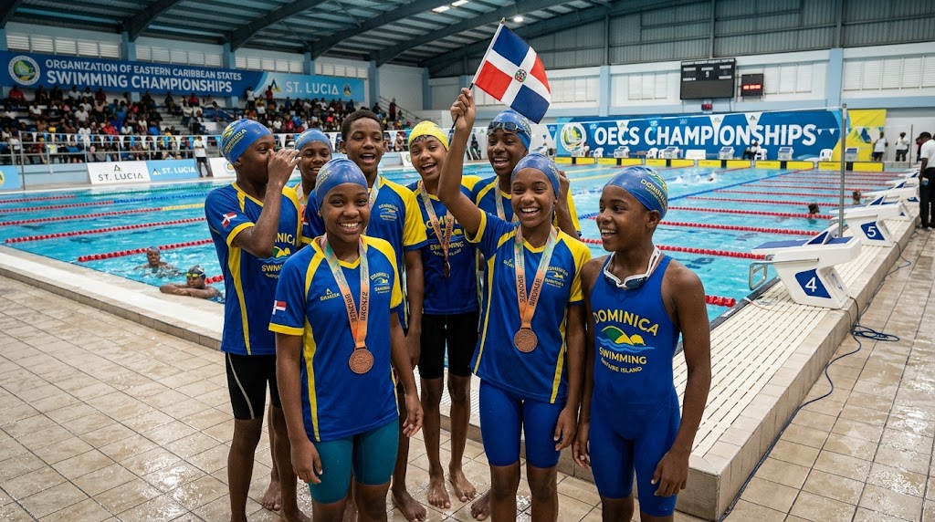 Dominica’s Emerald Aquatics Wins Three Bronze Medals at First Regional Swimming Meet